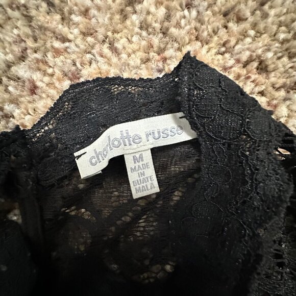 Charlotte Russe Black Lace Jumpsuit Lined Bottom and Bodice Women's Size Medium - Picture 7 of 7